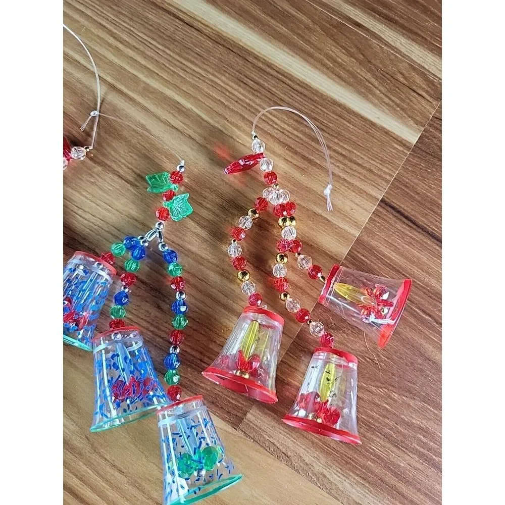 Lot Of 3 Vintage Acrylic Ornaments Christmas MCM 70s Beaded Holiday‎ Decoration